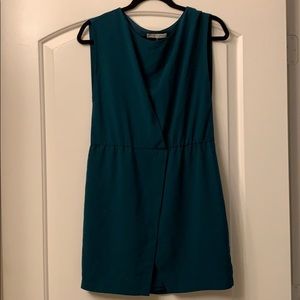 Halston heritage teal wrap dress